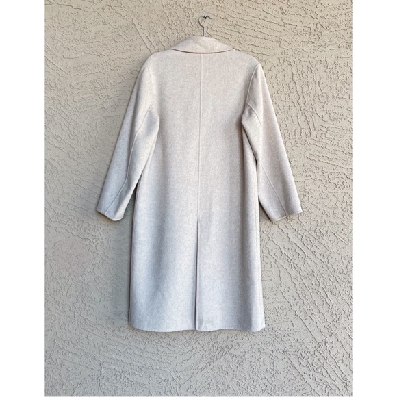 MANGO Oatmeal Neutral Cream Oversized Wool Coat Double Breasted Wool Trench Coat - Picture 8 of 17